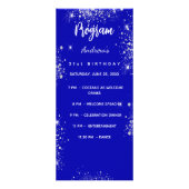 Programma party diner menu koninklijk blauw zilver (Voorkant)