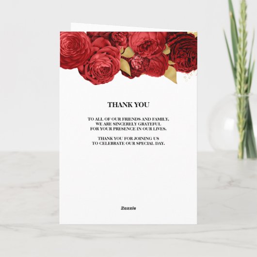 programma Red and Gold Floral Wedding Folded (Achterkant)