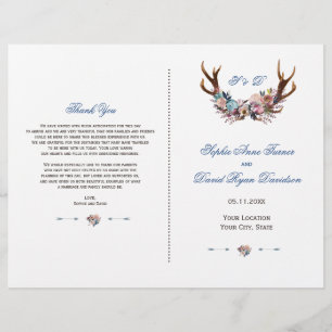 Programma Romantic Dusty Blue Pink Floral Antlers Flyer