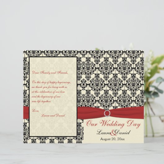 Programma Rood, ivoor en Black Damask Wedding (Staand voorkant)