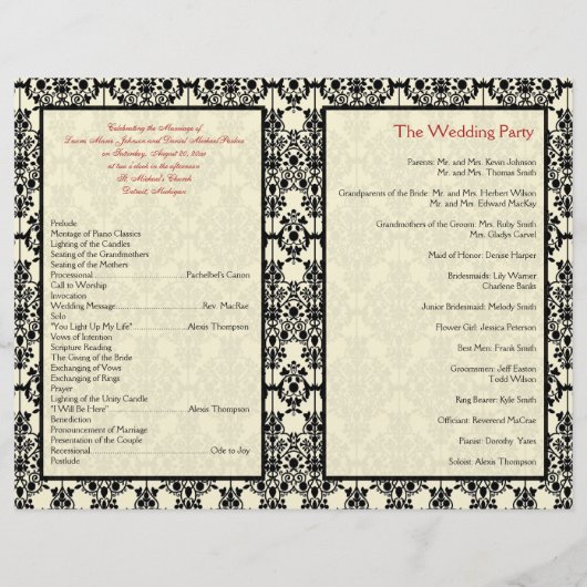 Programma Rood, ivoor en Black Damask Wedding (Achterkant)