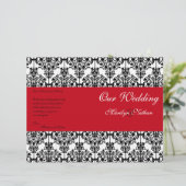 Programma Rood, Zwart en Witte Damask Wedding (Staand voorkant)