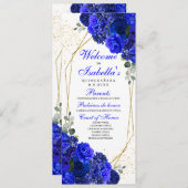 Programma Royal Blue en Gold Floral Quinceanera (Voorkant / Achterkant)