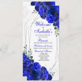 Programma Royal Blue en Silver Floral Quinceanera (Voorkant / Achterkant)