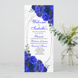 Programma Royal Blue en Silver Floral Quinceanera