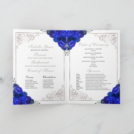 Programma Royal Blue Silver Tiara Quinceanera (Binnen)