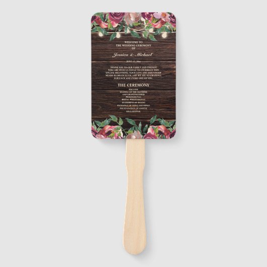Programma Rustic String Lights Burgundy Floral Handwaaier (Voorkant)