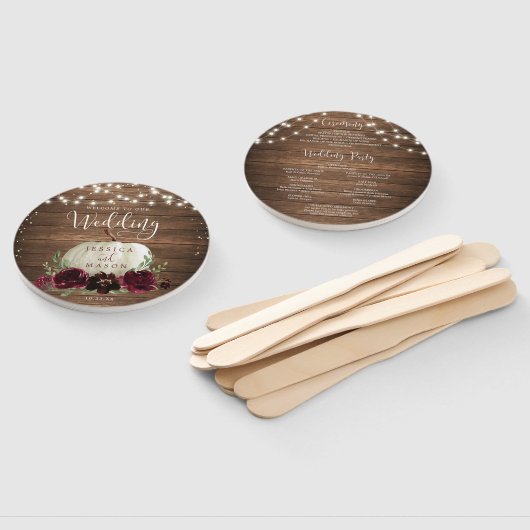 Programma Rustic Wood Burgundy Pumpkin Fan Handwaaier (Niet-gemonteerd)