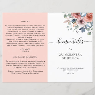 Programma Spaans, Blush en Blue Floral Quinceanera