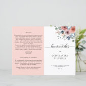 Programma Spaans, Blush en Blue Floral Quinceanera (Staand voorkant)