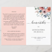 Programma Spaans, Blush en Blue Floral Quinceanera (Voorkant)