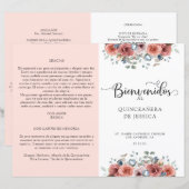 Programma Spaans, Blush en Blue Floral Quinceanera (Voorkant / Achterkant)