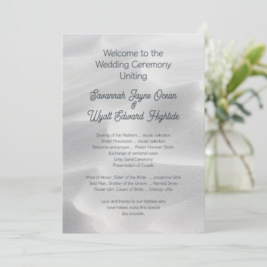 Programma Strandduinen Trouwceremonie (Staand voorkant)