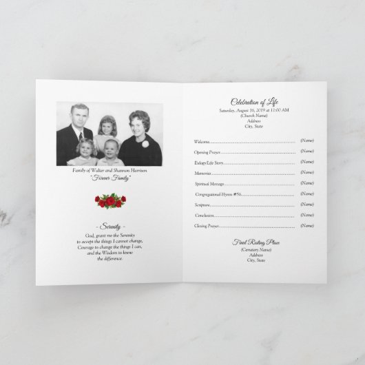 Programma ter begrafenis van de vrouw | Roodbloem (Binnen)