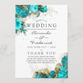  programma Turquoise en Gold Shabby Wedding Programmakaart (Voorkant)