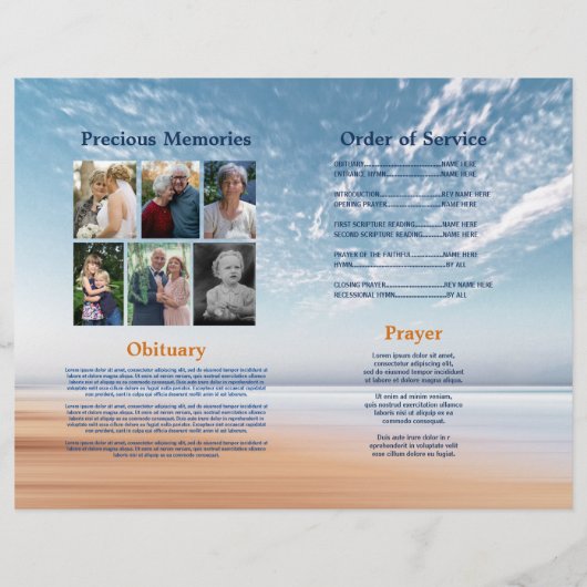 Programma van de begrafenisdienst: Viering van het Flyer (Achterkant)