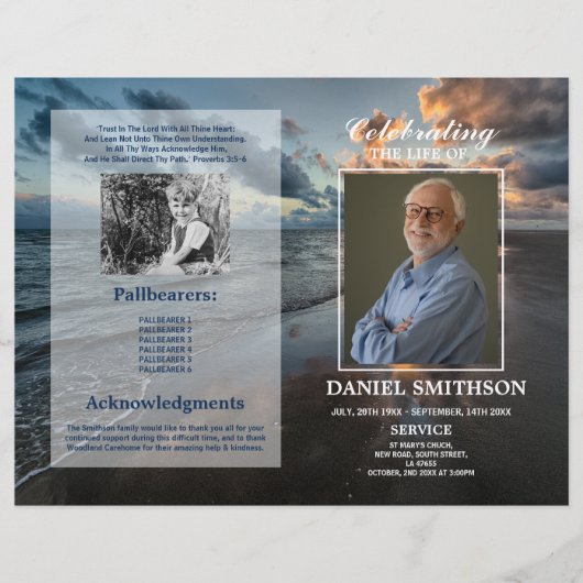 Programma van de begrafenisdienst: Viering van het Flyer (Voorkant)