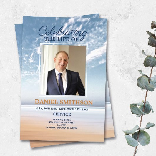 Programma van de begrafenisdienst: Viering van het Flyer