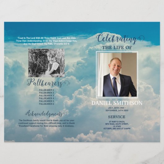 Programma van de begrafenisdienst: Viering van Lif Flyer (Voorkant)