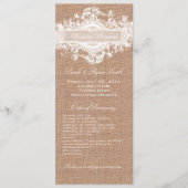 PROGRAMMA VAN HET HUWELIJK VAN DE RUSTIEKE JUTE PROGRAMMAKAART (Voorkant)