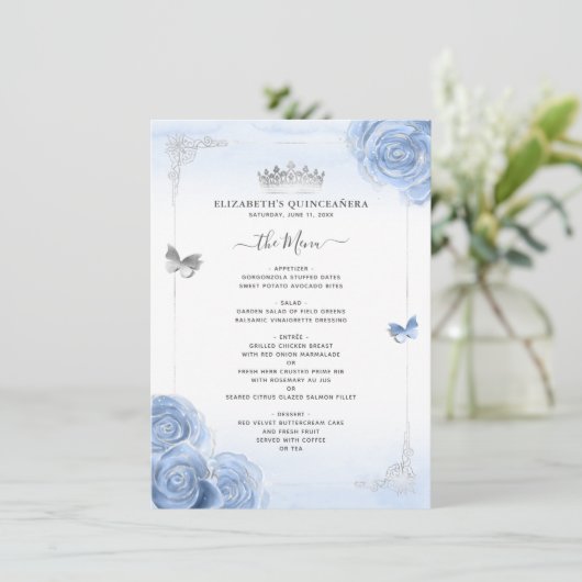 Programma van het menu Elegant Silver Light Blue R (Staand voorkant)