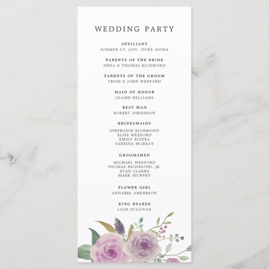 Programma Violet- en sage-weddenschappen Programmakaart (Achterkant)