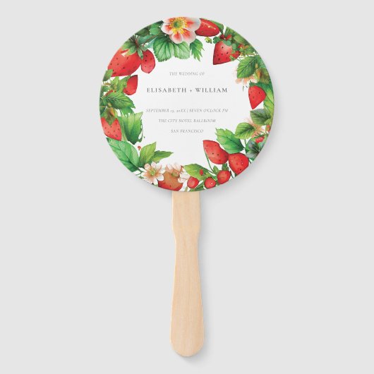 Programma voor aardbeien- en pastorenzomerweddensc handwaaier (Voorkant)