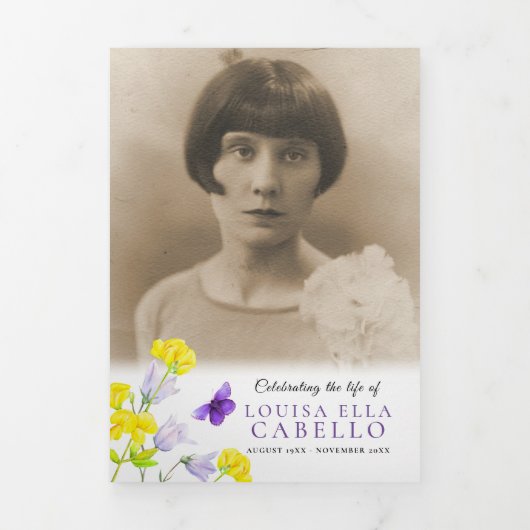 Programma voor begrafenisdiensten met wildbloem 6p (Cover)