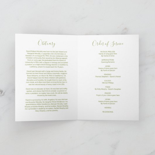 Programma voor begrafenissen | Moderne dienstregel (Binnen)