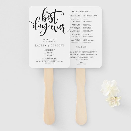 Programma voor beste dagelijkse weduwen handwaaier (Voorkant en achterkant)