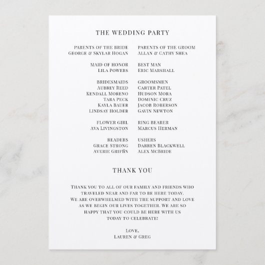 Programma voor beste dagelijkse weduwen programmakaart (Achterkant)