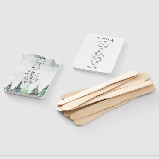 Programma voor bijtende bergen en bosbruiloft handwaaier (Niet-gemonteerd)