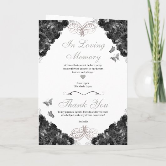 Programma voor Black & Silver Floral Tiara Quincea (Achterkant)