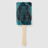 Programma voor blauwgroen, marmer- en goudweddensc handwaaier (Achterkant)