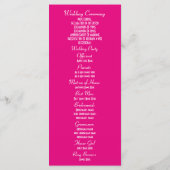 Programma voor bruiloft in de kerk van de Roze en  Programmakaart (Achterkant)