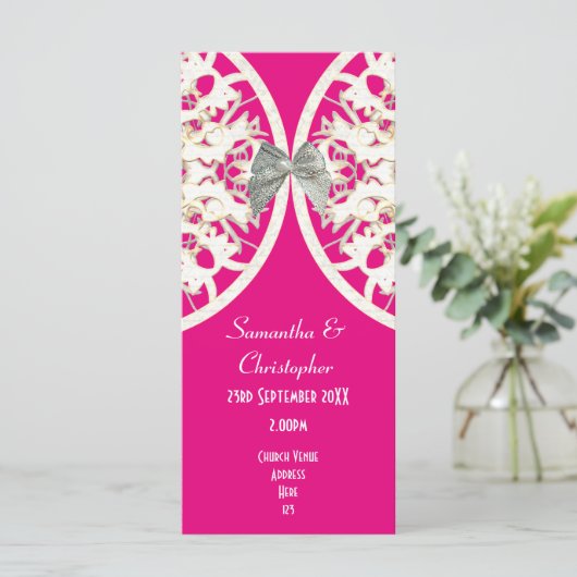 Programma voor bruiloft in de kerk van de Roze en  Programmakaart (Staand voorkant)