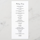 Programma voor bruiloft rond het strand programmakaart (Achterkant)