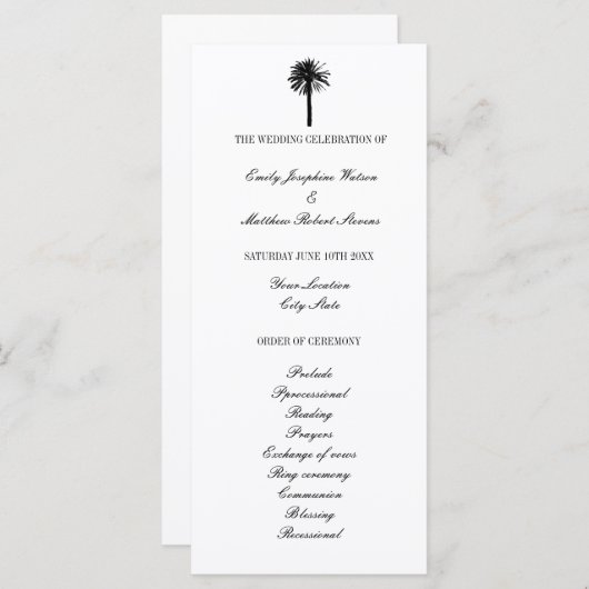 Programma voor bruiloft rond het strand programmakaart (Voorkant / Achterkant)