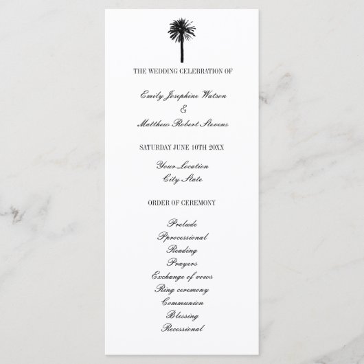 Programma voor bruiloft rond het strand programmakaart (Voorkant)