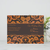 Programma voor bruin en Oranje Damask Wedding (Staand voorkant)