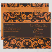 Programma voor bruin en Oranje Damask Wedding (Voorkant / Achterkant)