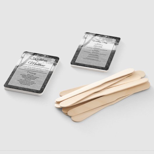 Programma voor buitenshuis Shade Black & White Wed Handwaaier (Niet-gemonteerd)