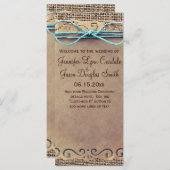 Programma voor  Burlap Wedding in Rustisch land Programmakaart (Voorkant / Achterkant)