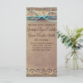 Programma voor  Burlap Wedding in Rustisch land Programmakaart (Staand voorkant)