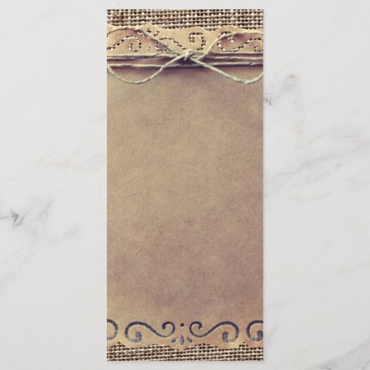 Programma voor  Burlap Wedding in Rustisch land Programmakaart (Achterkant)