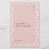 Programma voor ceremonie bij roze en witte wavy Bo (Voorkant)