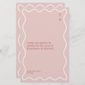 Programma voor ceremonie bij roze en witte wavy Bo (Voorkant / Achterkant)