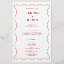 Programma voor ceremonie bij roze en witte wavy Bo