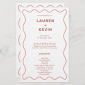 Programma voor ceremonie bij roze en witte wavy Bo (Voorkant / Achterkant)