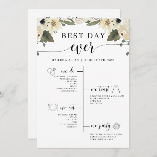 Programma voor de beste dag van het huwelijk programmakaart (Voorkant / Achterkant)